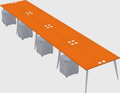 Shared rectangular office desk system