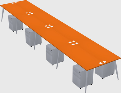 Shared rectangular office desk system