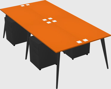Shared rectangular office desk system