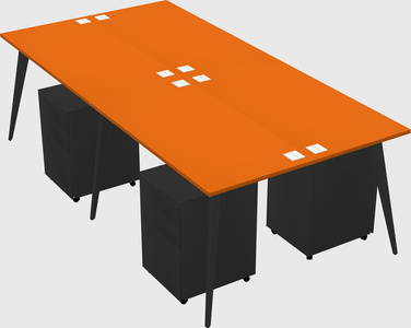 Shared rectangular office desk system
