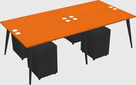 Shared rectangular office desk system