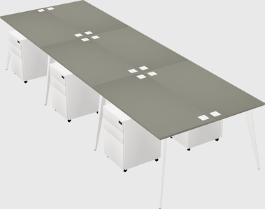 Shared rectangular office desk system