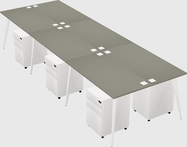 Shared rectangular office desk system