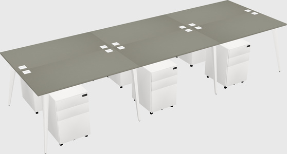 Shared rectangular office desk system