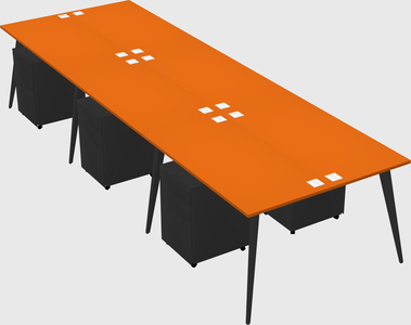 Shared rectangular office desk system