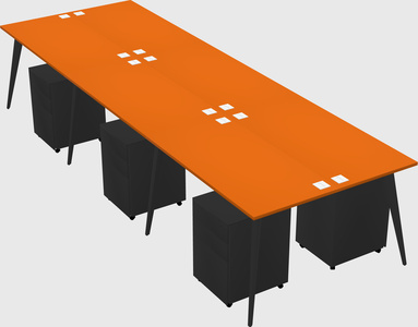 Shared rectangular office desk system