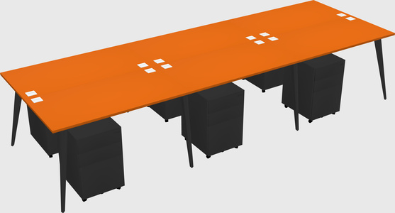 Shared rectangular office desk system