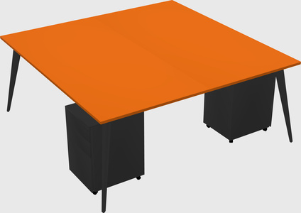 Shared rectangular office desk system