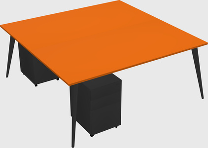 Shared rectangular office desk system