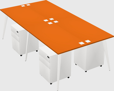 Shared rectangular office desk system