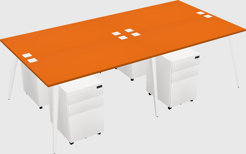 Shared rectangular office desk system