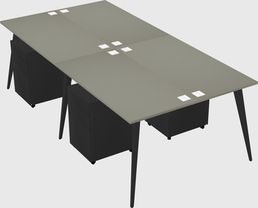 Shared rectangular office desk system