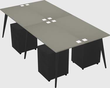 Shared rectangular office desk system