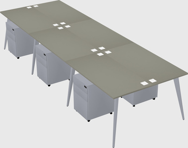 Shared rectangular office desk system