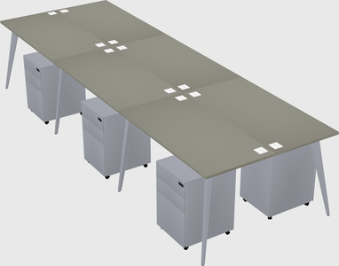 Shared rectangular office desk system