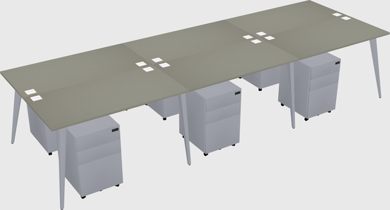 Shared rectangular office desk system