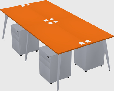 Shared rectangular office desk system