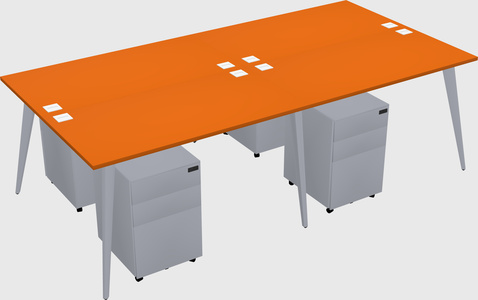 Shared rectangular office desk system