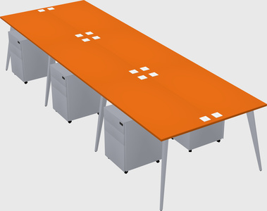 Shared rectangular office desk system