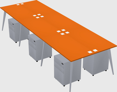 Shared rectangular office desk system