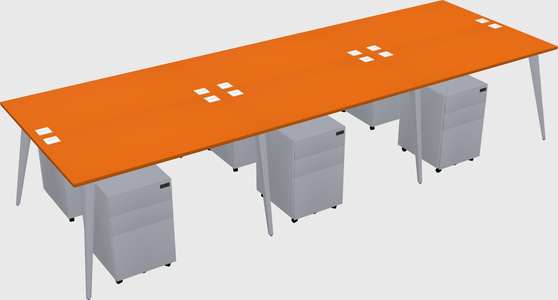 Shared rectangular office desk system