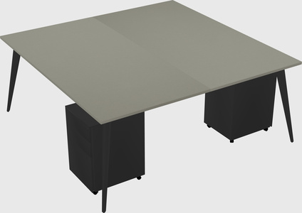 Shared rectangular office desk system