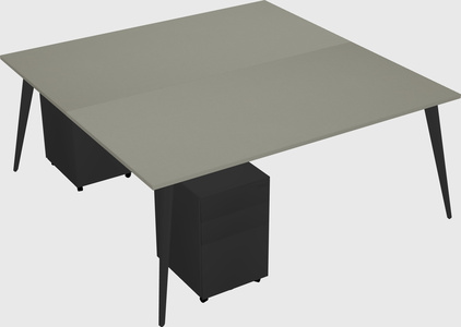 Shared rectangular office desk system