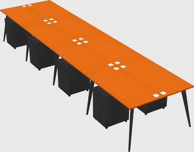 Shared rectangular office desk system