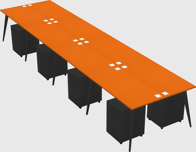 Shared rectangular office desk system