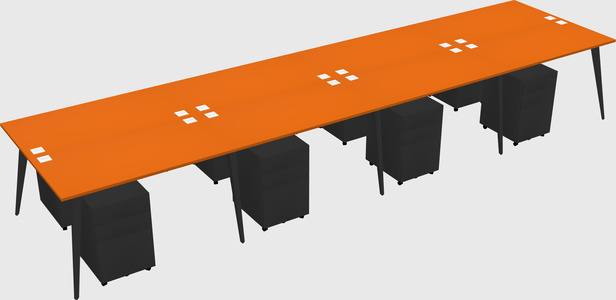 Shared rectangular office desk system