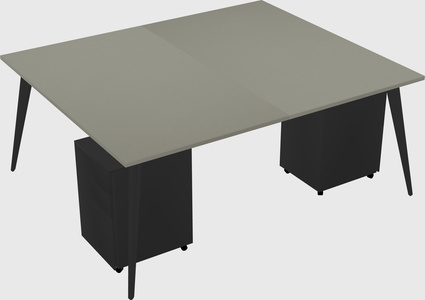 Shared rectangular office desk system
