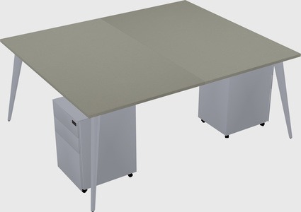 Shared rectangular office desk system