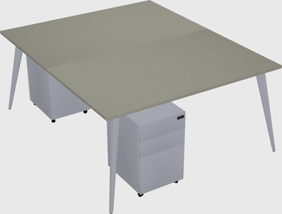 Shared rectangular office desk system