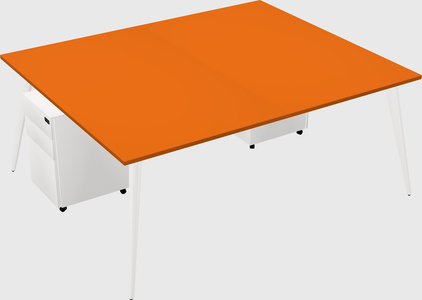 Shared rectangular office desk system