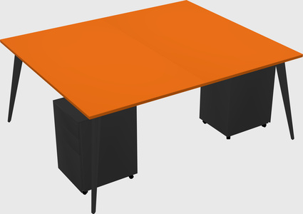 Shared rectangular office desk system