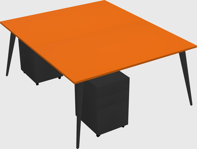 Shared rectangular office desk system
