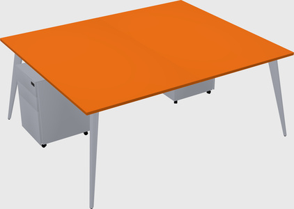 Shared rectangular office desk system