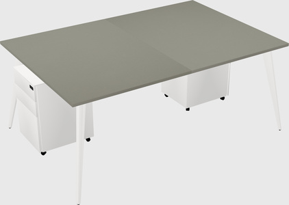 Shared rectangular office desk system
