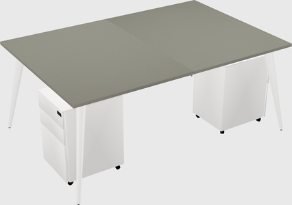 Shared rectangular office desk system
