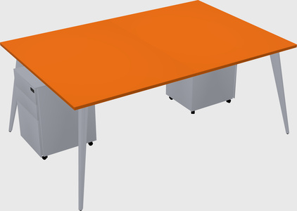 Shared rectangular office desk system
