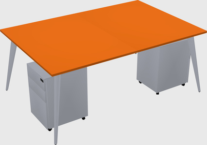 Shared rectangular office desk system