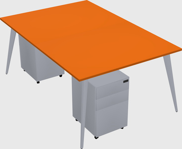 Shared rectangular office desk system