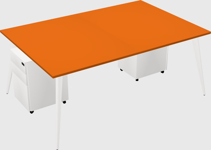 Shared rectangular office desk system