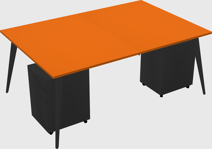 Shared rectangular office desk system