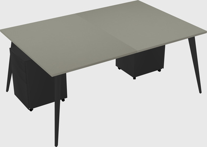 Shared rectangular office desk system