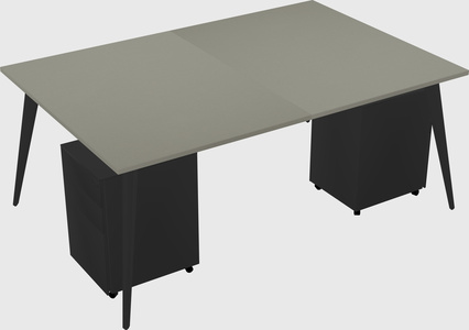 Shared rectangular office desk system