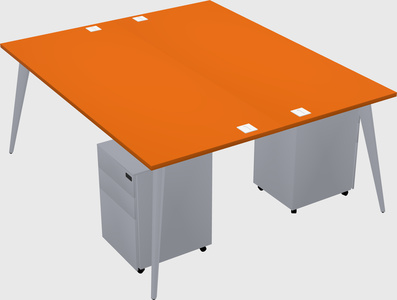 Shared rectangular office desk system
