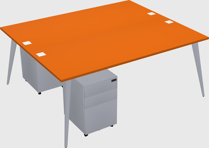 Shared rectangular office desk system