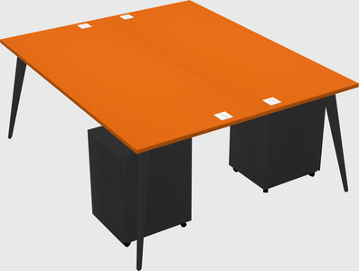 Shared rectangular office desk system