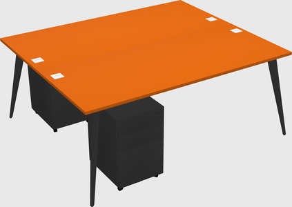 Shared rectangular office desk system